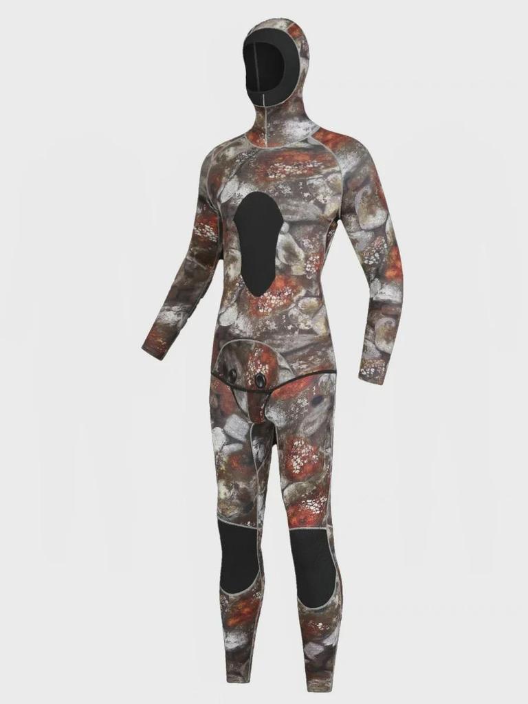 3mm Men's Camouflage Hooded Wetsuit for Hunting, Freediving, Surfing, and Rescue