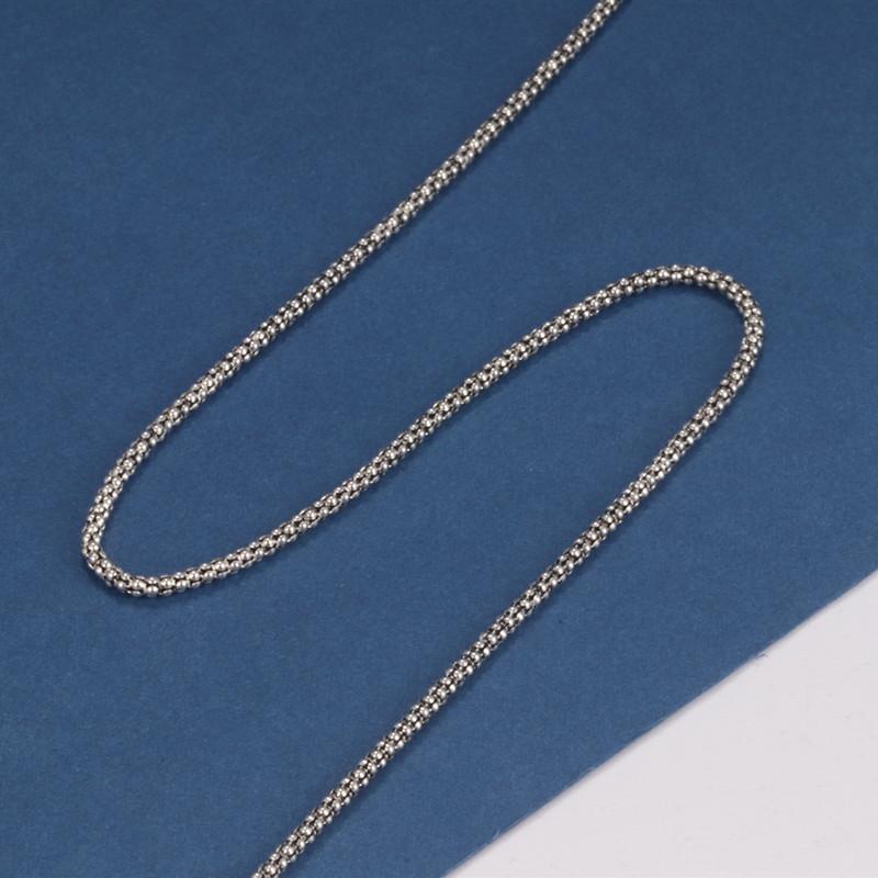 Real Pure Silver Popcorn Necklace Men Women S925 Sterling Silver Polishing Corn Necklace Male Classical Long Chain Jewelry