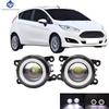 2 Pieces Car Fog Light LED Angel Eye DRL Daytime Running Lamp H11 12V for Ford Fiesta Hatchback 2013 2014 2015 2016 2017