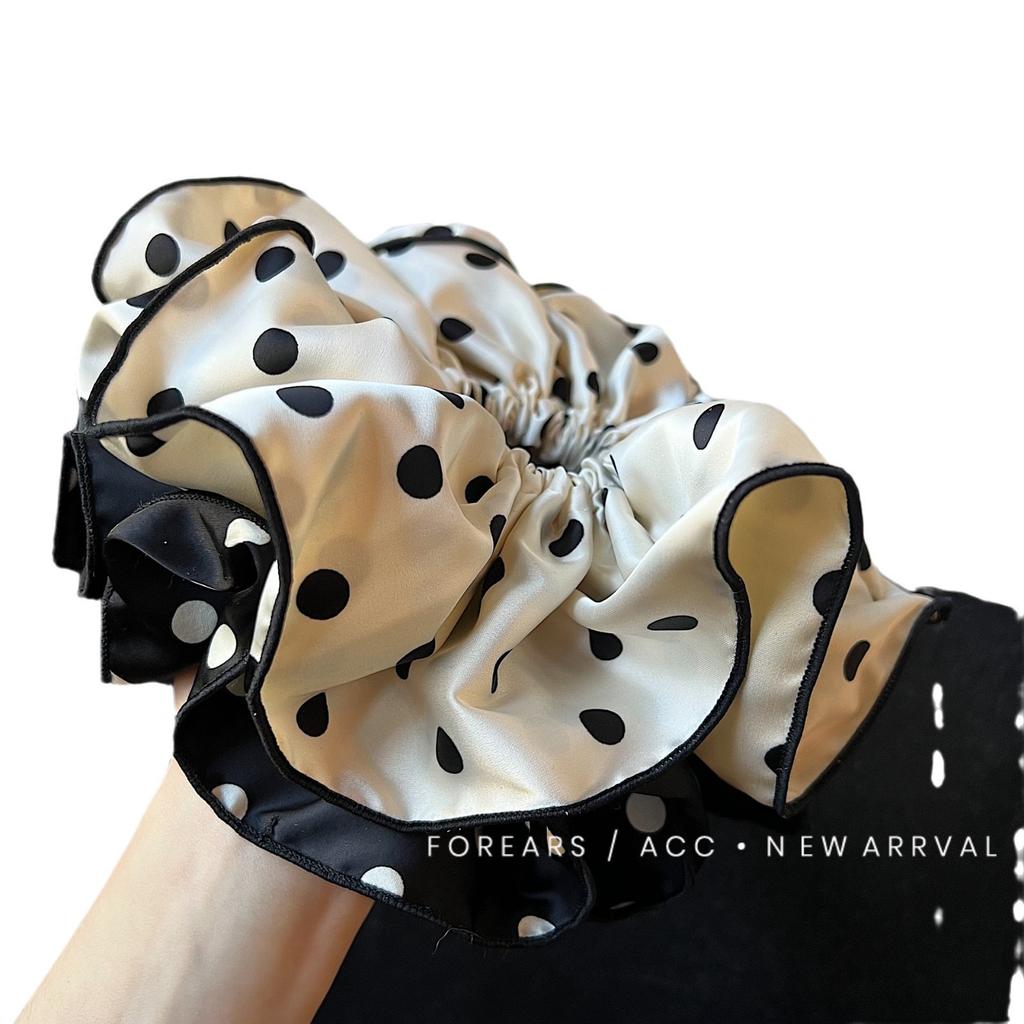 Elegant Large Polka Dot Scrunchies, Classic Fabric Elastic Hair Ties, Temperament Versatile Floral Hair Accessories For Women New Arrival