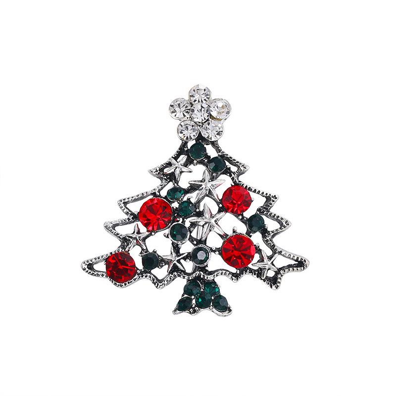 Santa Claus Christmas Tree Brooch - Retro Alloy Jewelry Pin for Clothing, Shoes, and Hats