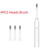6 Modes Electric Toothbrushes for Adults Kids Smart Timer Rechargeable Whitening Toothbrush IPX7 Waterproof 4 Brush Head