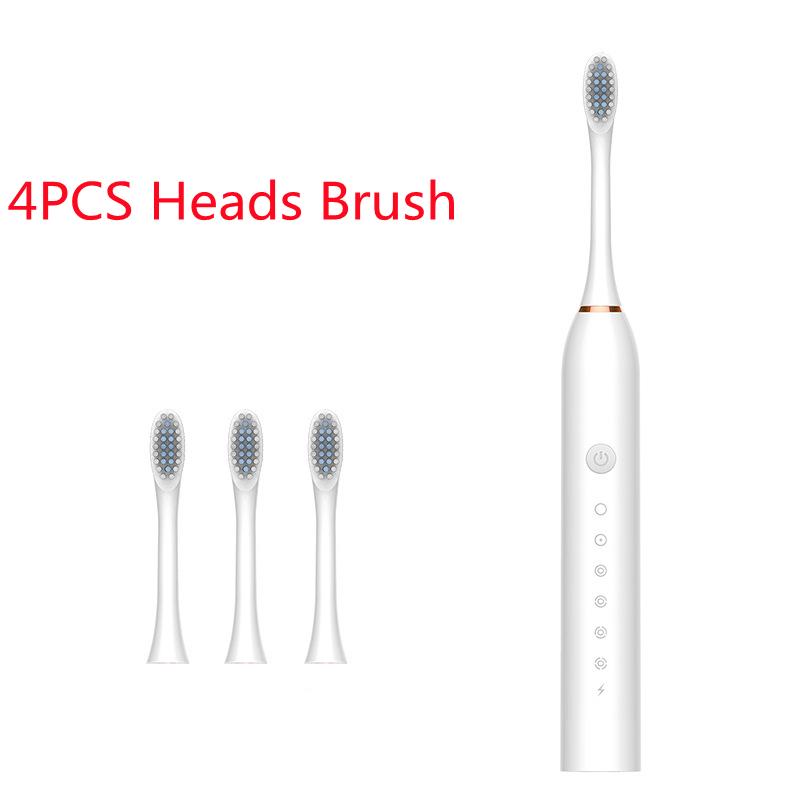6 режимов, электрические зубные щетки для взрослых и детей, умный таймер, перезаряжаемая отбеливающая зубная щетка, IPX7, водонепроницаемая, 4 насадки