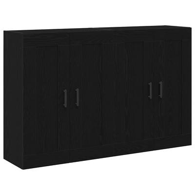 Wall Mounted Cabinet 2 Pcs Black Oak Effect Wood Based Material