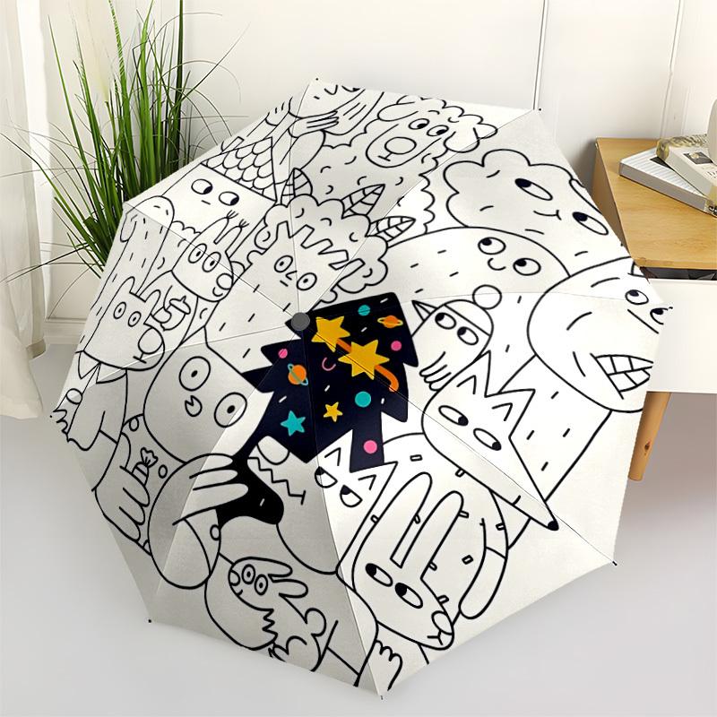1pc Fantasy Creatures Automatic Open/close Umbrella, 8-Rib sturdy structure, Auto Folding/Opening, Portable Travel Umbrella for Women,091