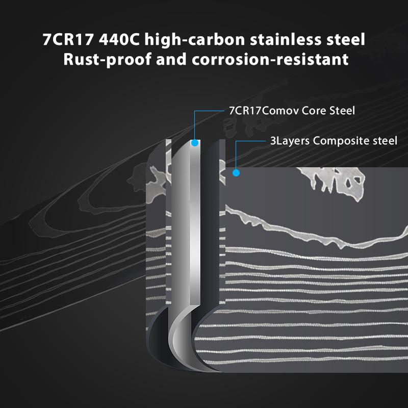 10 шт. кухонные ножи из нержавеющей стали 7CR17 440C лазерный дамасский японский нож Santoku для нарезки универсальный нож шеф-повара