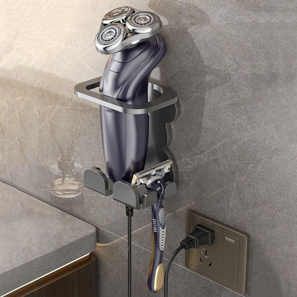 2PCS Carbon Steel beard grooming Holder Wall Mounted Space Saving Electric Shaver Storage Rack Punch Free Shaver Display Stand