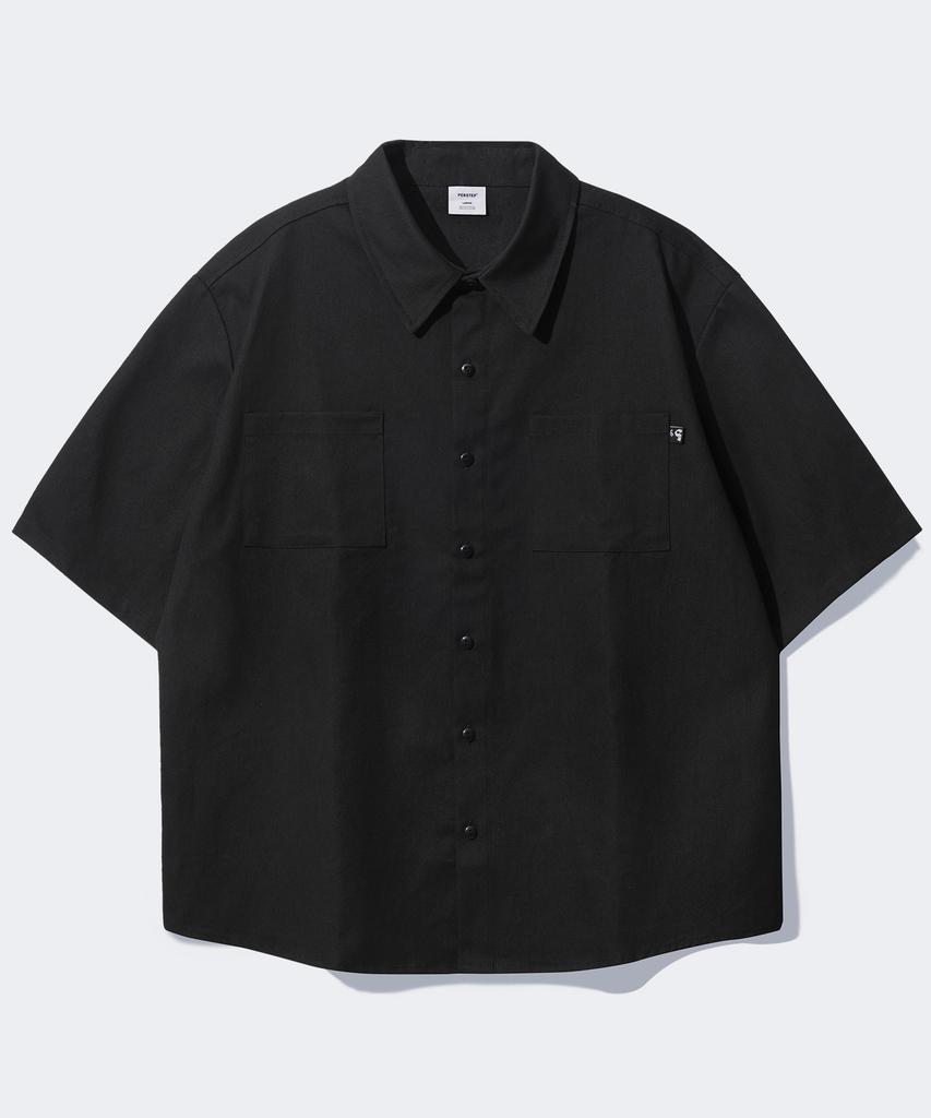 PERSTEP Pigment Loose Fit Short Sleeve Shirt Black Smss4079