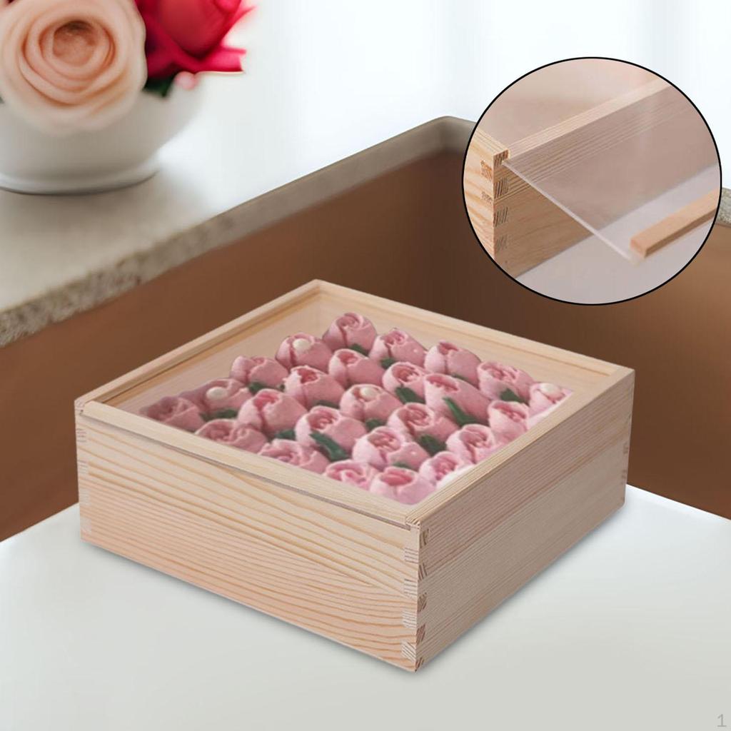 Wooden Box Craft Gift Desktop Candy Display Storage Container Jewlery Organizer