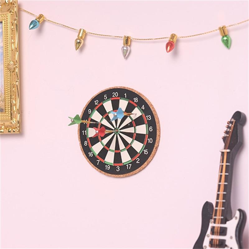1Set 1:12 Dollhouse Miniature Darts Frisbee Sports Toys Set Mini Darts Frisbee Sports Set Model Home Outdoor Scene Accessories