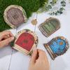 GORGECRAFT 4 шт. 4 стиля Миниатюрная дверь для феи для дерева Деревянная дверь Окна Настенные аксессуары Набор для DIY Художественная скульптура Уличный декор для ствола дерева Бонсай