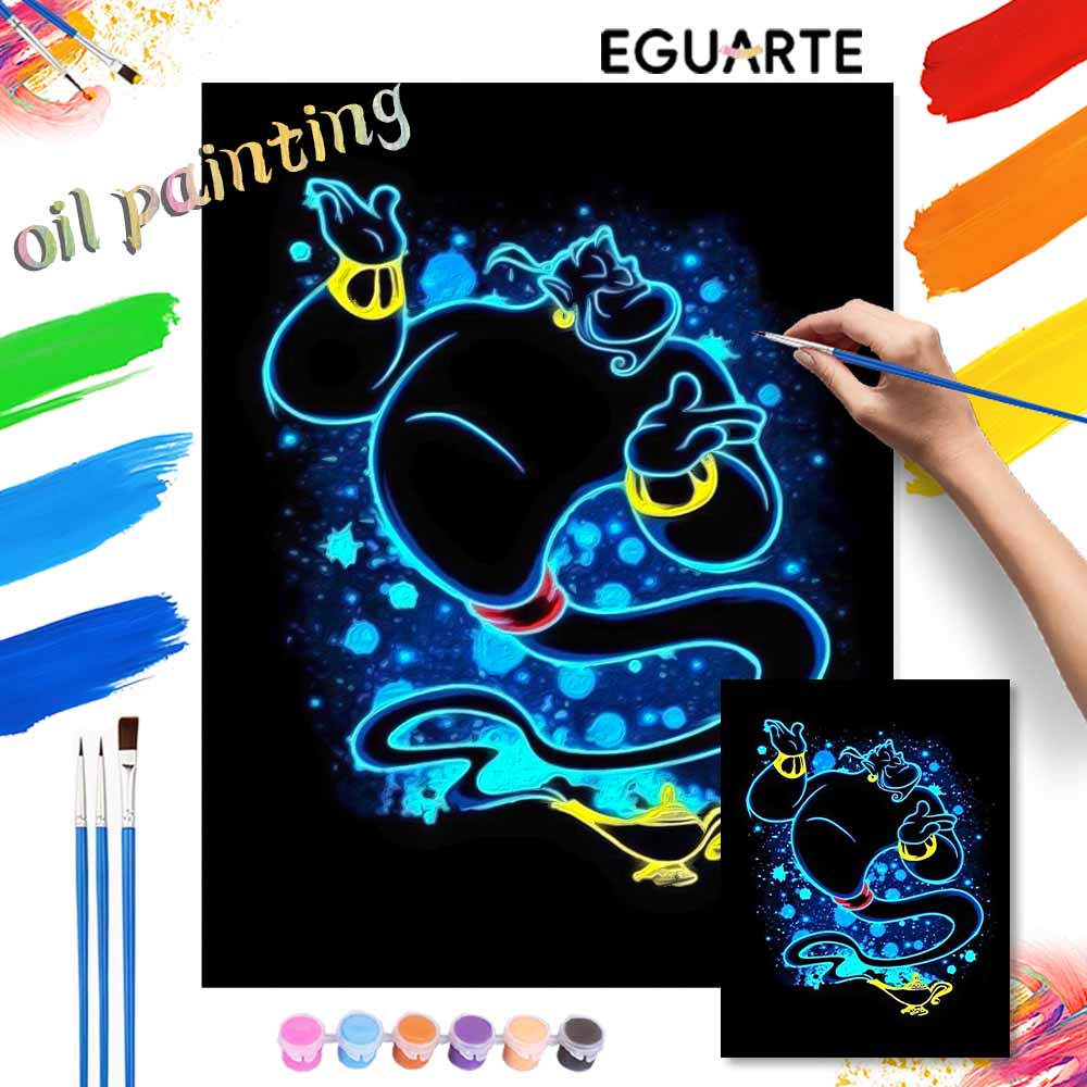 Disney Neon Genie Oil Art Painting Kit Home Wall Decor Handmade Gift Special Design Artwork DIY Crafts For Living Room Decoration Set