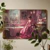 Vintage Victorian Style Pink Dress with Rose Accents – Aesthetic Room Decor for Home, Bathroom, and Café | Wall Art Depicting