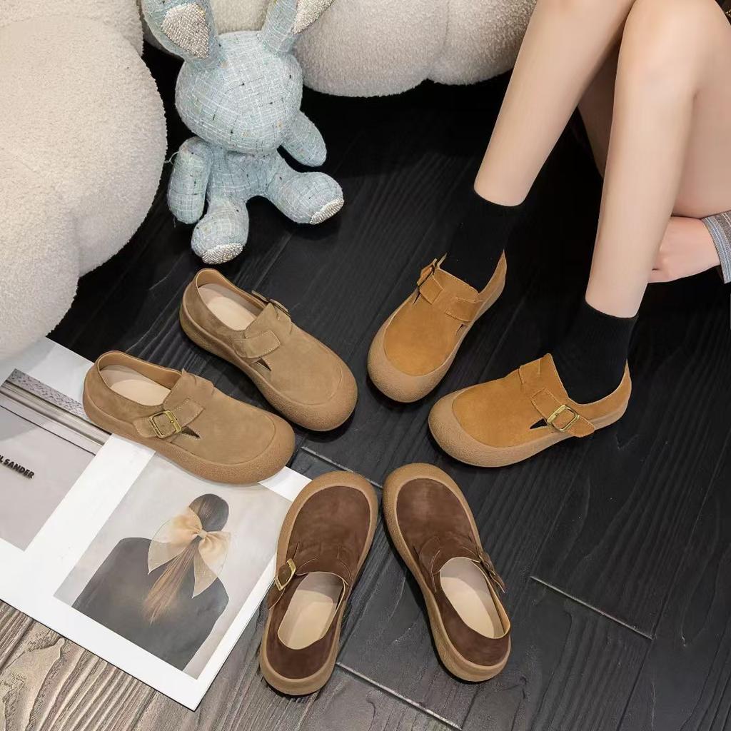 Женские туфли из натуральной кожи, осенние новинки, на толстой подошве, в стиле ретро, на мягкой подошве, повседневные туфли-лодочки на одном ремешке, удобные