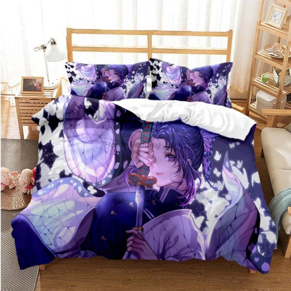 Anime Demon Slayer Bedding Set Japanese Cartoon Bed Linen 200x220 Teens Girls Twin Single Queen King Full Duvet Cover Sets