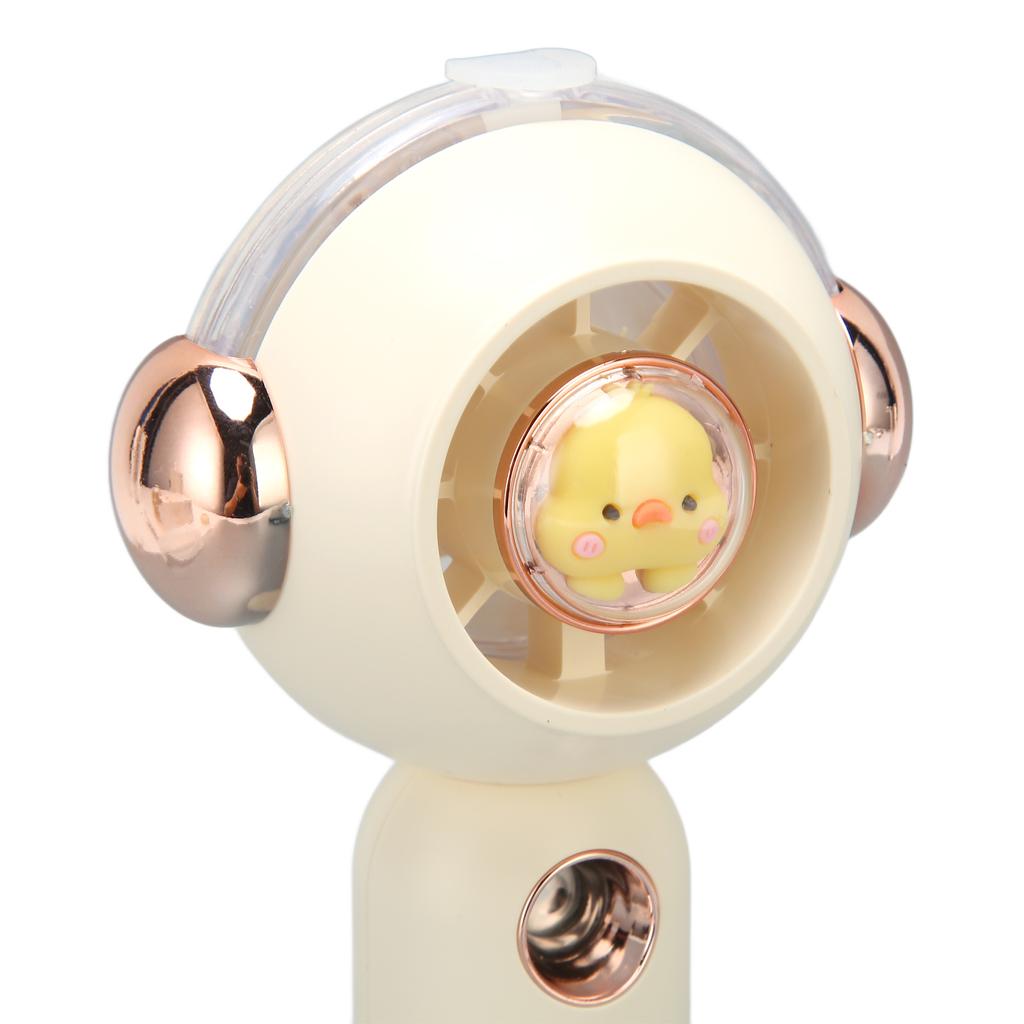 Handheld Fan Creamy White 3 Speed Mode Mist Spray USB Charge Base Design Mini Portable Fan for Home 