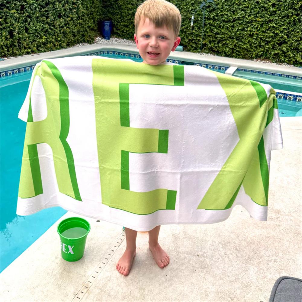 Пляжное полотенце Shadow Block Персонализированное для детей, Пляжное полотенце на заказ, Полотенце для отпуска, Подарок на день рождения ребенку, Полотенце для бассейна, Преппи пляж