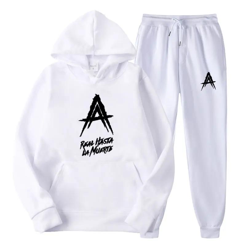 Мужской спортивный костюм Anuel AA Album Real Hasta La Muerte, повседневный комплект из 2 предметов, толстовка, спортивные штаны с капюшоном, комплект верхней одежды, женская одежда