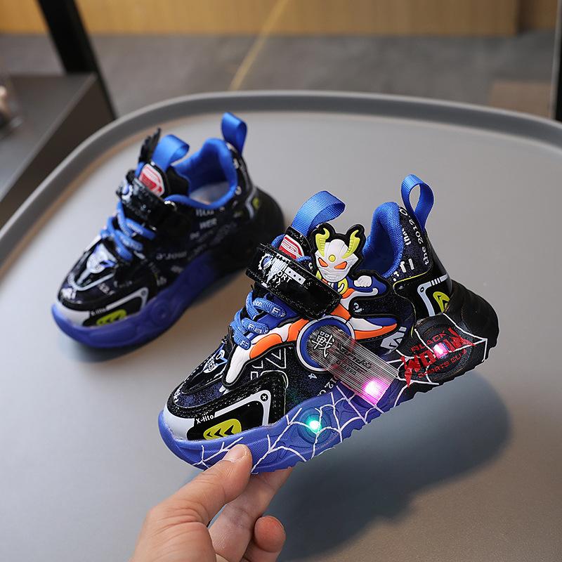 Мальчики Мультфильм Легкие Туфли Модные Легкие Туфли Весна и Осень Дети с Легкими Кроссовками