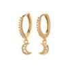 925 Sterling Silver Moon Cz Hoop Earrings For Women Trendy Fashion Party Gold Jewelry Gift