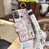 Kickstand Fashion Design Phone Case For ZTE Blade A53 Pro Cartoon Back Cover Shockproof Wrist Strap Anti-dust Wristband
