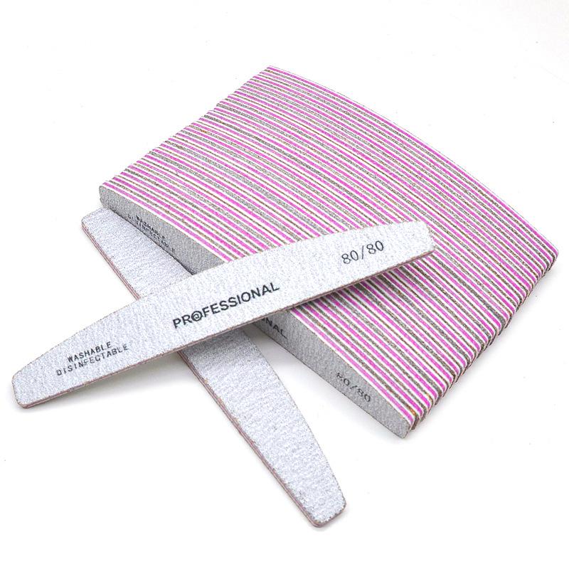 Высококачественная профессиональная пилка для ногтей полумесяц, фиолетовая основа, износостойкая с зубчиками