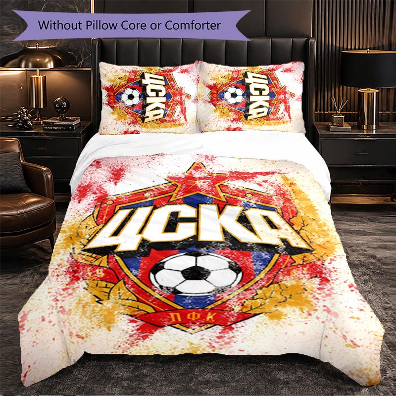 CSKA Moscow 3 Piece Bedding Set Soft Duvet Cover Set with Pillowcases Printed Bedroom Decor Set for Home