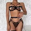Контрастные цветные ажурные бретельки, сексуальные трусики с подвязками, перспективный сексуальный костюм