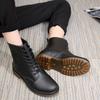 "Korean Lace-Up Short Tube Rain Boots - Fashionable Martin Style, Two-Wear for Sunny & Rainy Days, Motorcycle Overshoes, Waterproof Rubber Shoes"