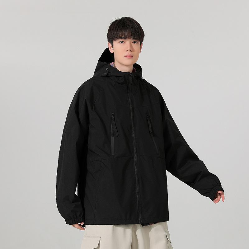 Jacket Men's Spring and Autumn Functional Color Matching Jacket Tooling Hooded Windproof Boys Top
