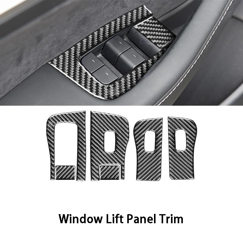 Центральная стойка рулевого колеса из углеродного волокна, крышка подъемника окна, наклейка, украшение, стильные автомобильные аксессуары для модели Tesla