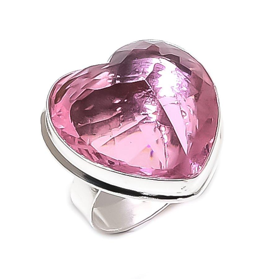 Pink Kunzite Gemstone 925 Sterling Silver Jewelry Ring Size 8