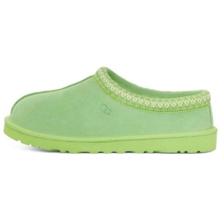 UGG Тасман Двухслойные кожаные с круглым носком Плюшевые модные хлопковые тапочки Мужские тапочки Попугайно-зеленый 5950-PTGN