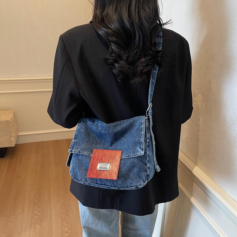 Женская сумка джинсовая повседневная сумка-багет в стиле ретро подмышечная сумка Универсальная сумка через плечо большой вместимости