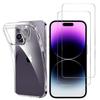 Transparent Case - Phonillico - iPhone 15 PRO - Soft Silicone - 2 Tempered Glasses - Scratch-resistant