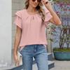 Женские весенние и летние топы, модные женские свободные однотонные топы с круглым вырезом и коротким рукавом из шифона