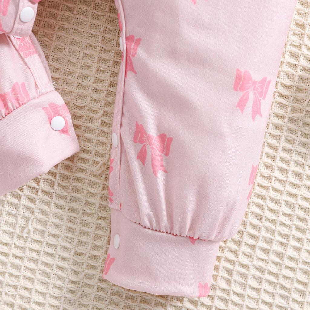 1-9 месяцев для девочек, милый комбинезон с бантом и принтом, повседневный комбинезон с длинными рукавами