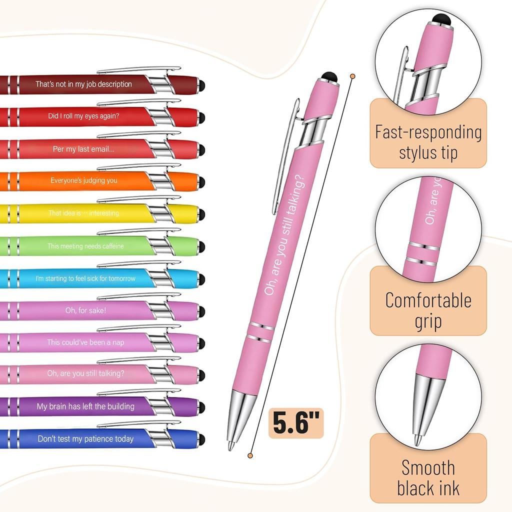 Mr. Pen- Sarcastic Sticky Notes and Funny Stylus Pens, 20 Pack, 3" x 4" Sticky Notes, 8 Pads, 240 Sheets, 12 Black Ink Funny Pens with Stylus Tips