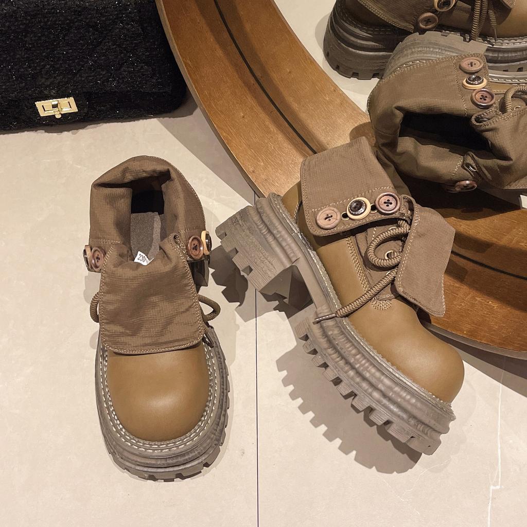 Camel retro platform Martin boots women's 2025 new British style autumn and winter explosion heightening Maillard boots