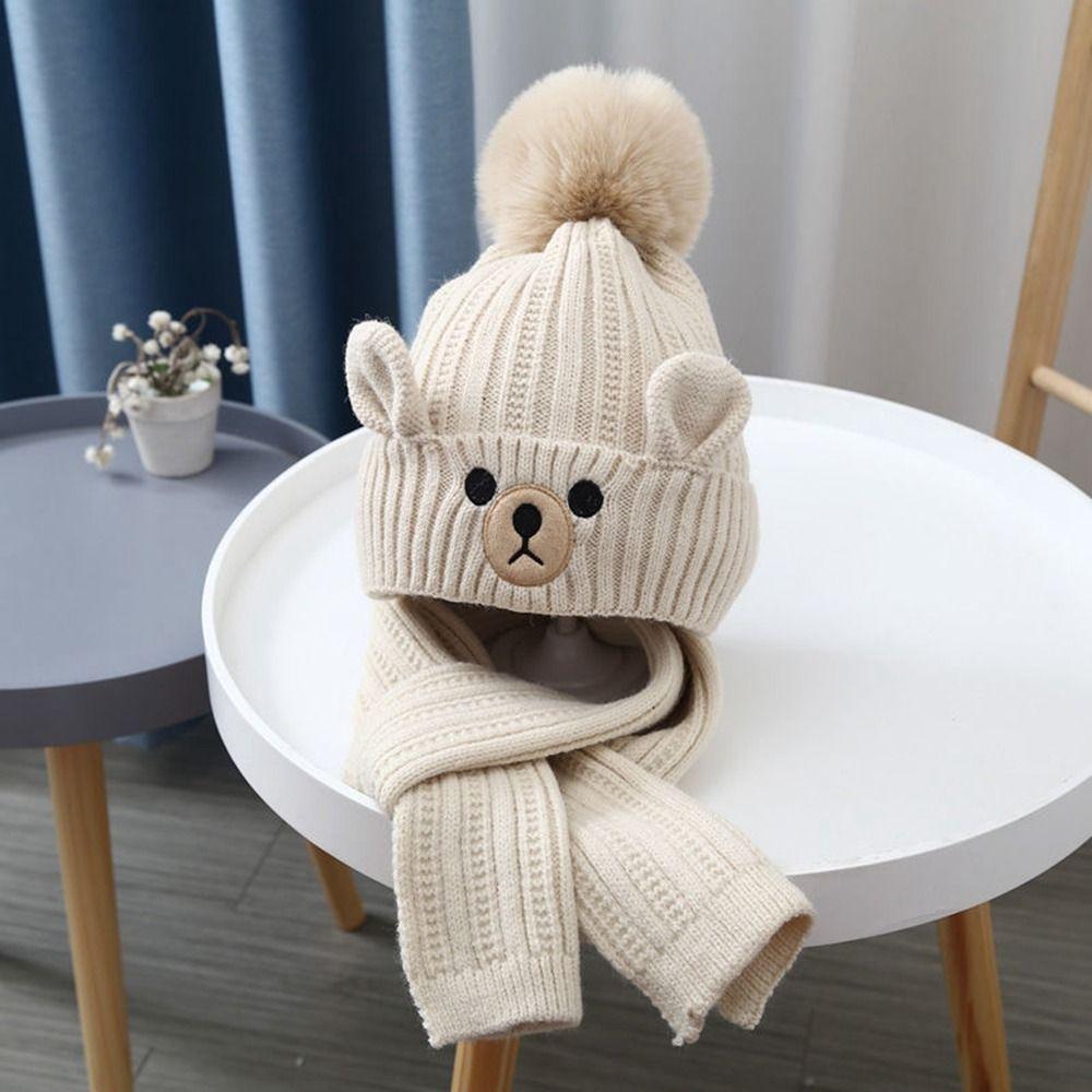 Neck Warmer Hat Scarf Sets Winter Warm Children Knitted Hat Fashion Knitted Cap Suit Girl Boy