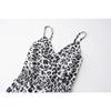 Fashion Leopard Print Suspender Dress Women Summer V Neck Elegant Loose High Waist Casual Midi Dresses Female Simple Women's Clothing