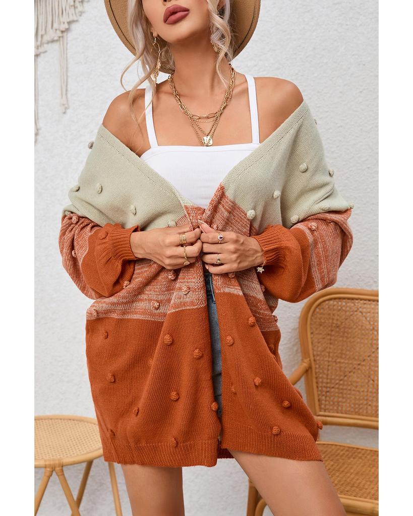 Azura Exchange Кардиган с открытым передом и цветными блоками и помпонами