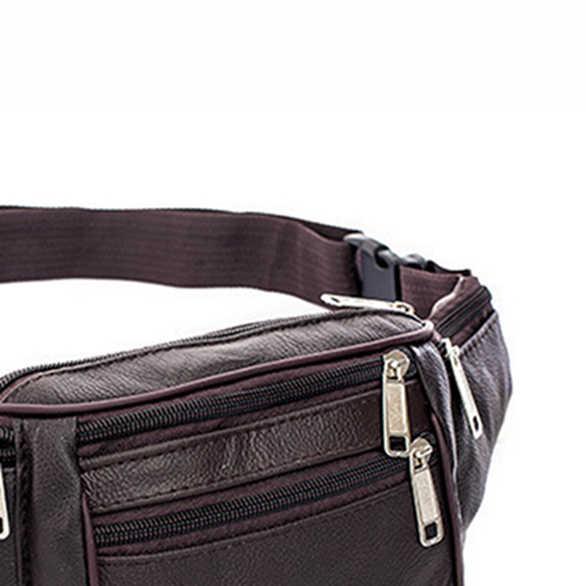 Мужская кожаная поясная сумка Водонепроницаемая дорожная уличная поясная сумка Износостойкая сумка для телефона большой емкости