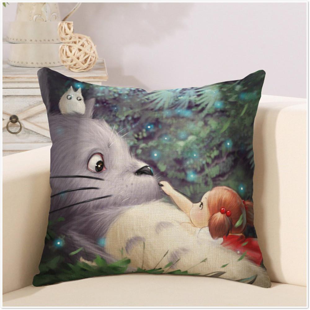 Милый мультфильм Тоторо, милый пледы, наволочка, чехол для подушки квадратной формы, чехол для подушки с шиншиллой для дивана, дома, Капа де Альмофадас 45x45
