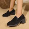 Women Shoes 2025 Autumn New Retro Black Square Heel Low Top Shoes for Women Casual Non-slip Pumps Ladies Zapatos De Mujer
