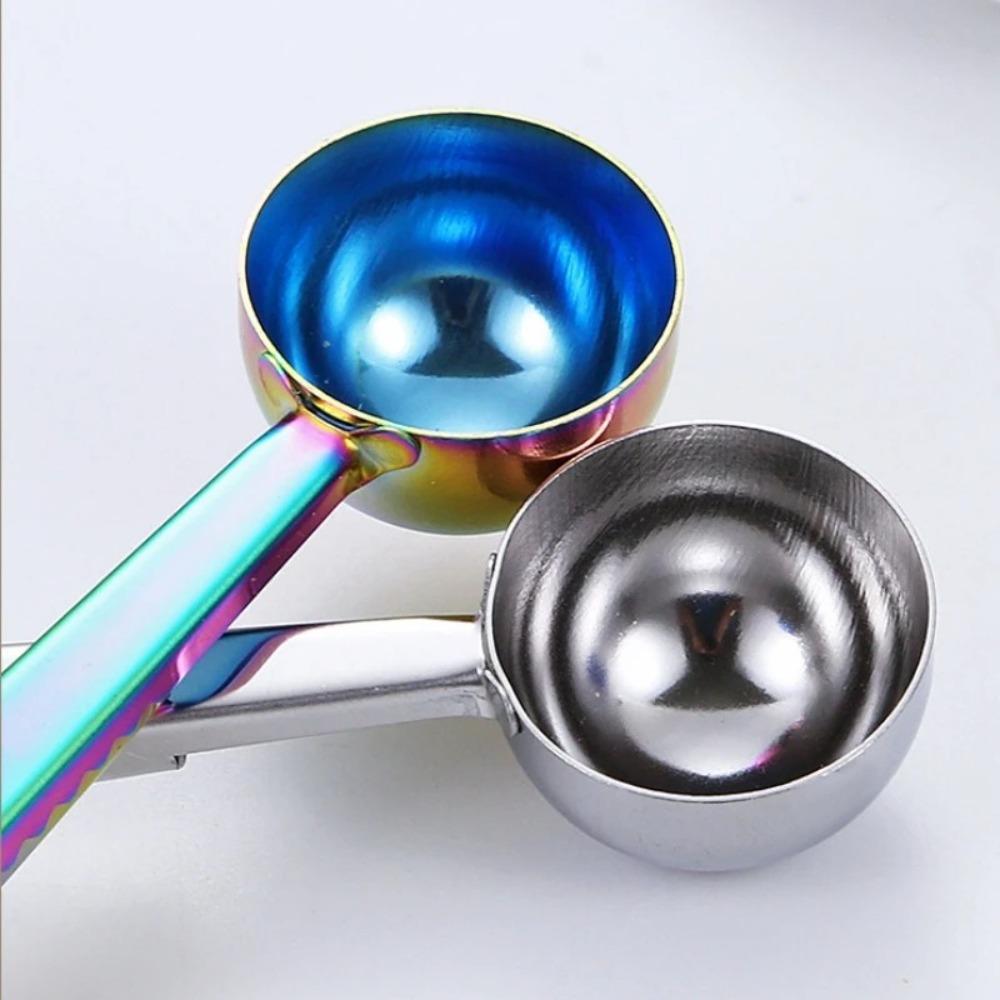 Ложка для кофе из нержавеющей стали 2 в 1, ложка для кофейных зерен, прочная клипса для запечатывания пакетов, инструменты для выпечки