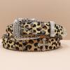 Cross Belt Leopard Print Western Rhinestone Belt Personalized Denim Woman Rivet Jeans Belt