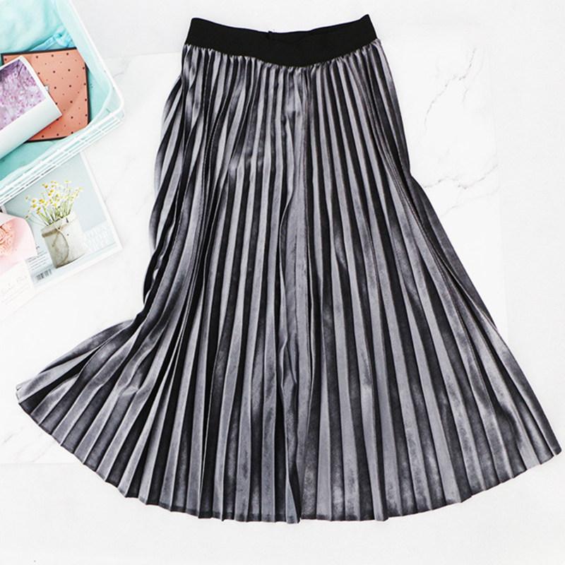 Элегантная узкая бархатная женская плиссированная юбка с высокой талией на весну и осень