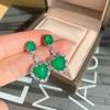Серьги Love Paraiba Знаменитые серьги с имитацией изумруда и микробриллиантами из циркона