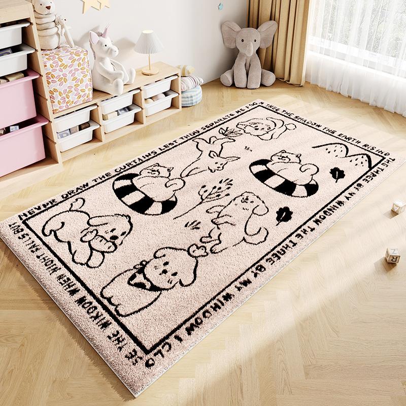 Cartoon Style Rugs for Bedroom Large Area Living Room Decoration Plush Carpet Thick Anti-slip Children Floor Mat Fluffy Soft Rug